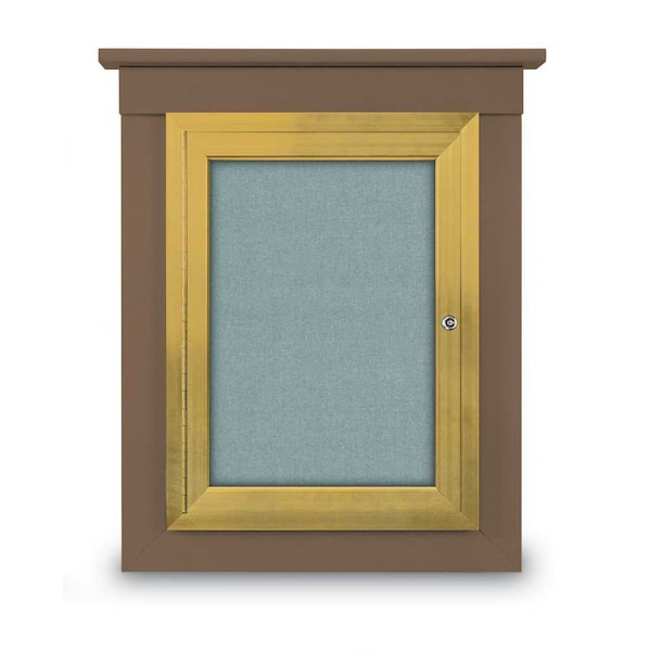 72"x36" 3-Door Enclosed Letterboard, Grey Felt/Walnut